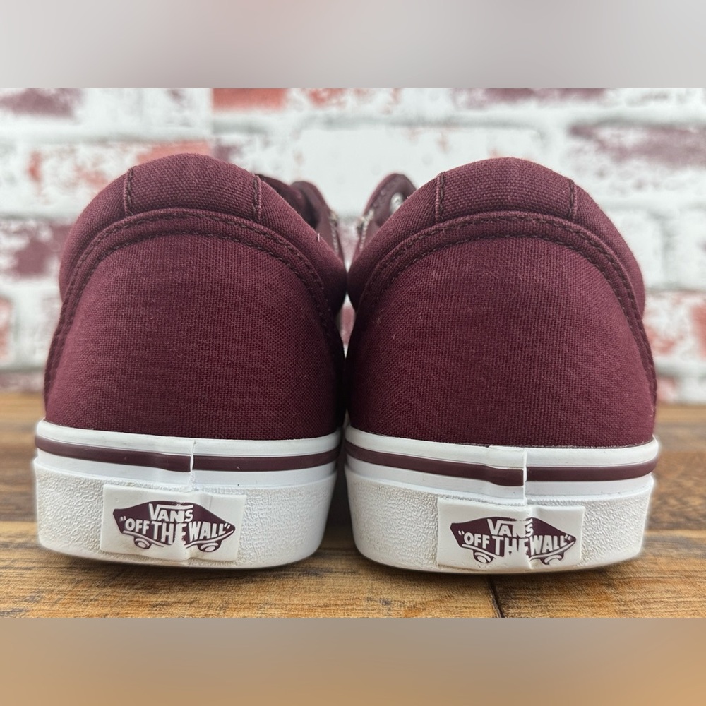 Vans Off The Wall Women’s Low Top Canvas Sneakers, US Size 9.5, Maroon and White - Picture 6 of 12
